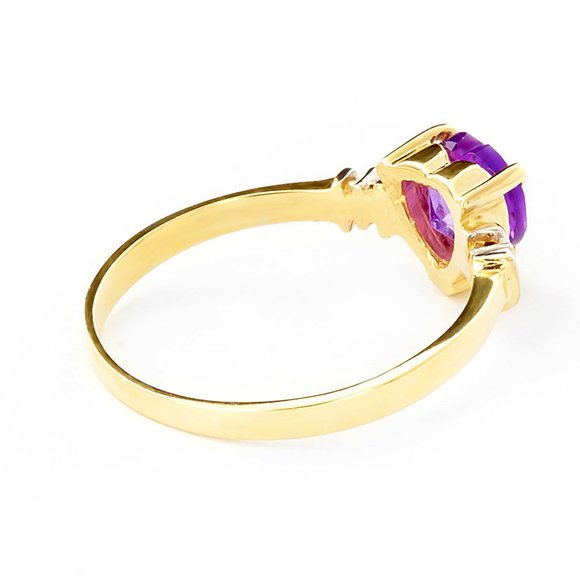 14K. GOLD RING WITH NATURAL AMETHYST & DIAMONDS - Picture 4 of 6